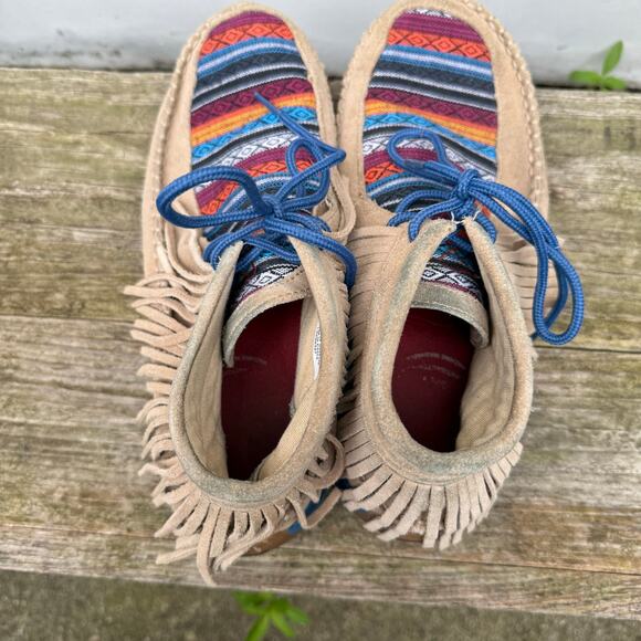 Twisted X Moccasins Bomber Aztec Southwestern Saddle Blanket Serape Fringe 7.5M - Picture 5 of 7